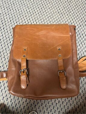 Tan Leather Backpack - Classic Everyday Bag